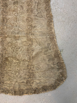 Antique Chasuble with heavy silver brocading (74 x 64)