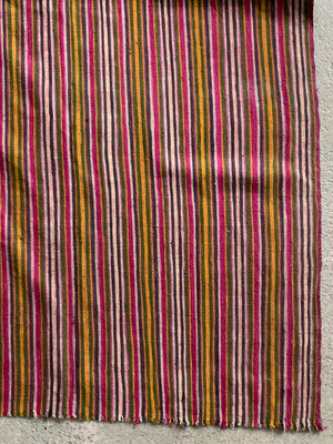 Bhutanese vintage plain striped silk and wool cover (290 x 160cm)