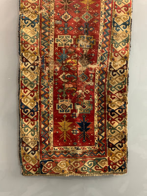 Caucasian antique long rug *af (185 x 74cm)