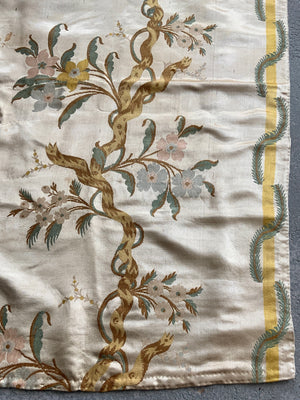 French antique Lyon satin silk brocade (206 x 126cm )