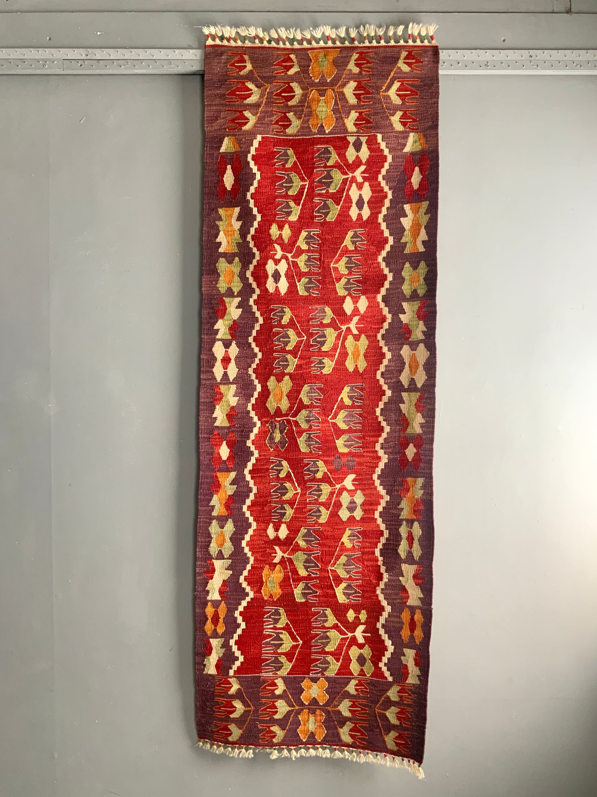 Turkish natural dye kilim short runner (190 x 64cm) *new