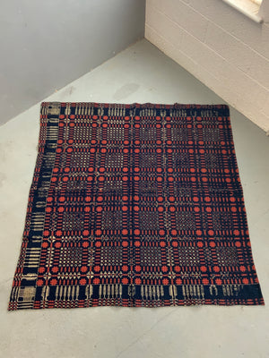 American Pennsylvanian antique small double-cloth blanket (161 x 155cm)