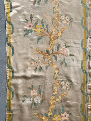 French antique Lyon satin silk brocade (206 x 126cm )