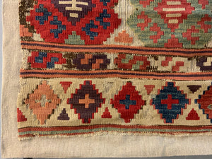 Turkish antique kilim fragment mounted (80 x 93cm)