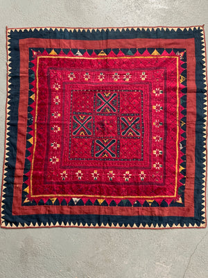 NW Indian antique Gujarat floss silk embroidered cover (126 x 126)