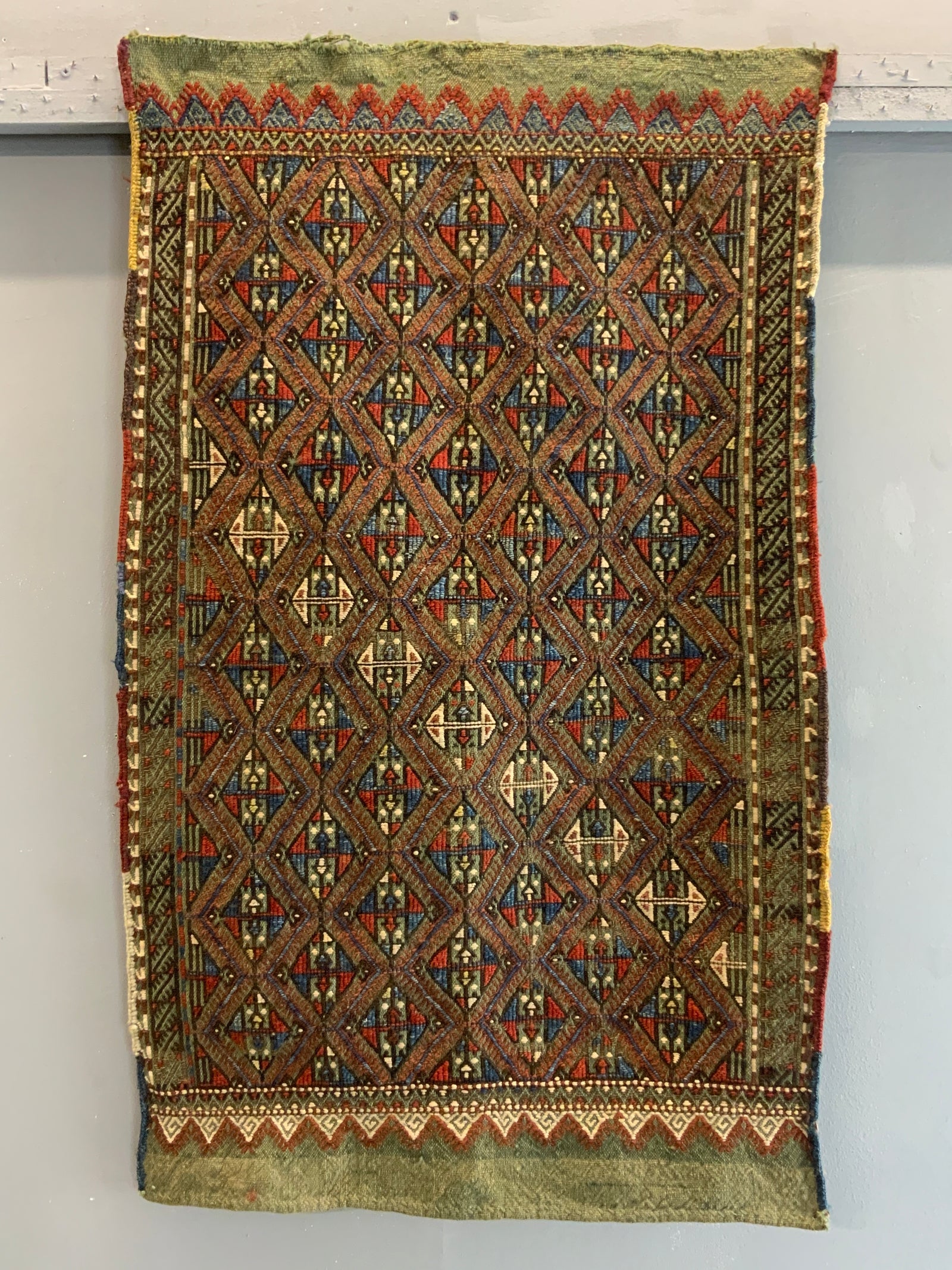 Turkish antique wool brocade yastik (94 x 58cm)