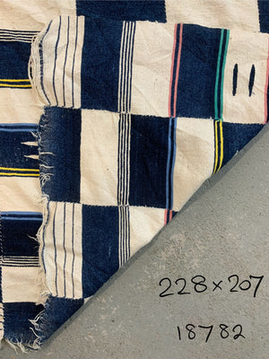 W. African Ivory Coast cotton strip flatweave vintage mantle (228 x 207cm)