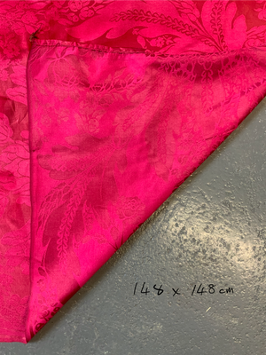 Antique red damask silk 19th C (148 x 148cm)