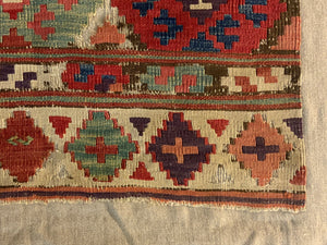 Turkish antique kilim fragment mounted (80 x 93cm)