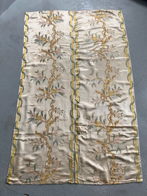 French antique Lyon satin silk brocade (206 x 126cm )