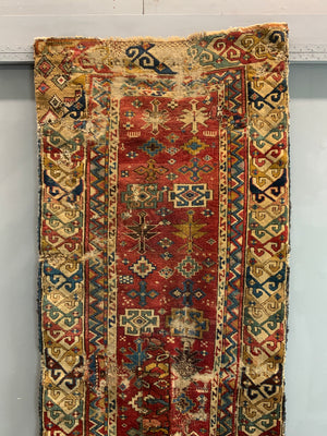 Caucasian antique long rug *af (185 x 74cm)