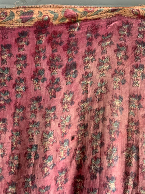Turkish antique cotton raspberry colour print (123 x 119cm)