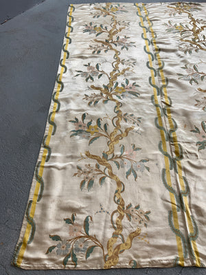 French antique Lyon satin silk brocade (206 x 126cm )