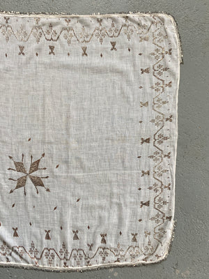 Turkish vintage cotton embroidered headcloth 79 x 79cm