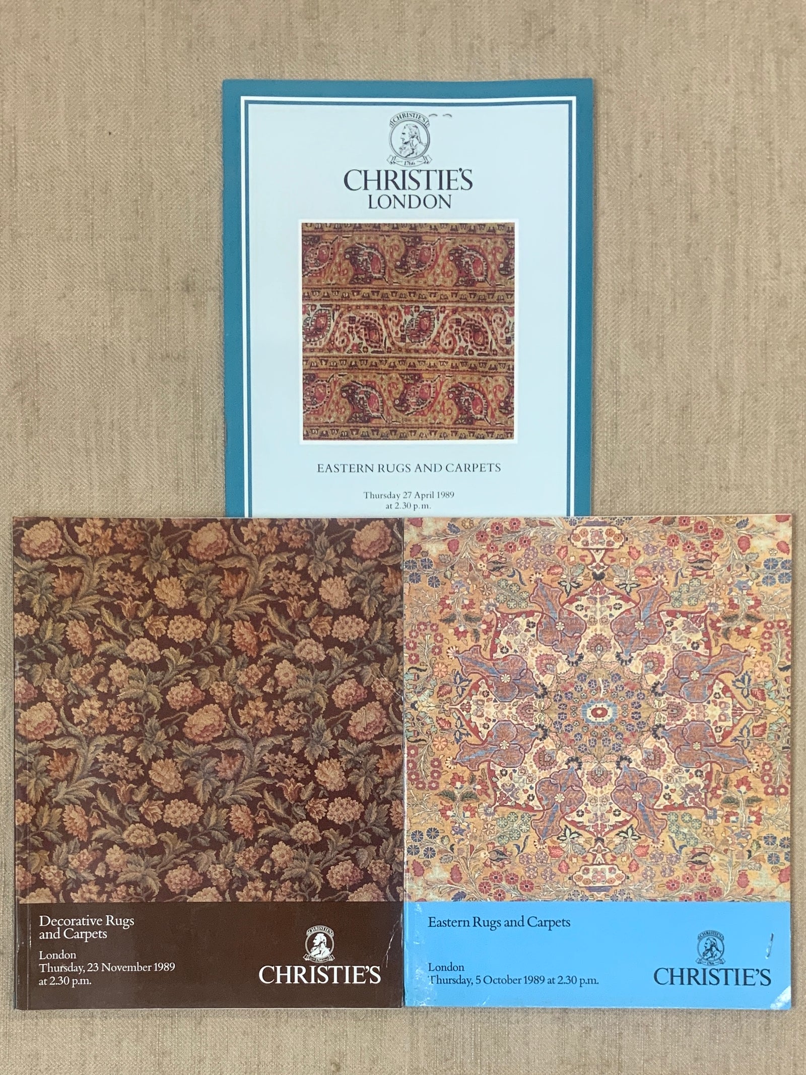 3 x Christie’s London carpet auction catalogues 1989