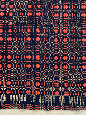 American Pennsylvanian antique small double-cloth blanket (161 x 155cm)