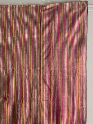 Bhutanese vintage plain striped silk and wool cover (290 x 160cm)