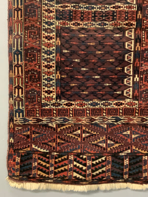 Turkmen Yomut antique doorway ensi rug (155 x 142cm)