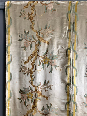 French antique Lyon satin silk brocade (206 x 126cm )