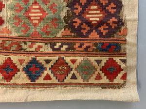 Turkish antique kilim fragment mounted (80 x 93cm)
