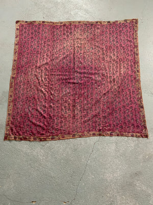 Turkish antique cotton raspberry colour print (123 x 119cm)