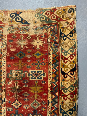 Caucasian antique long rug *af (185 x 74cm)