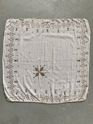 Turkish vintage cotton embroidered headcloth 79 x 79cm