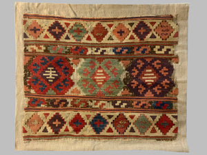 Turkish antique kilim fragment mounted (80 x 93cm)