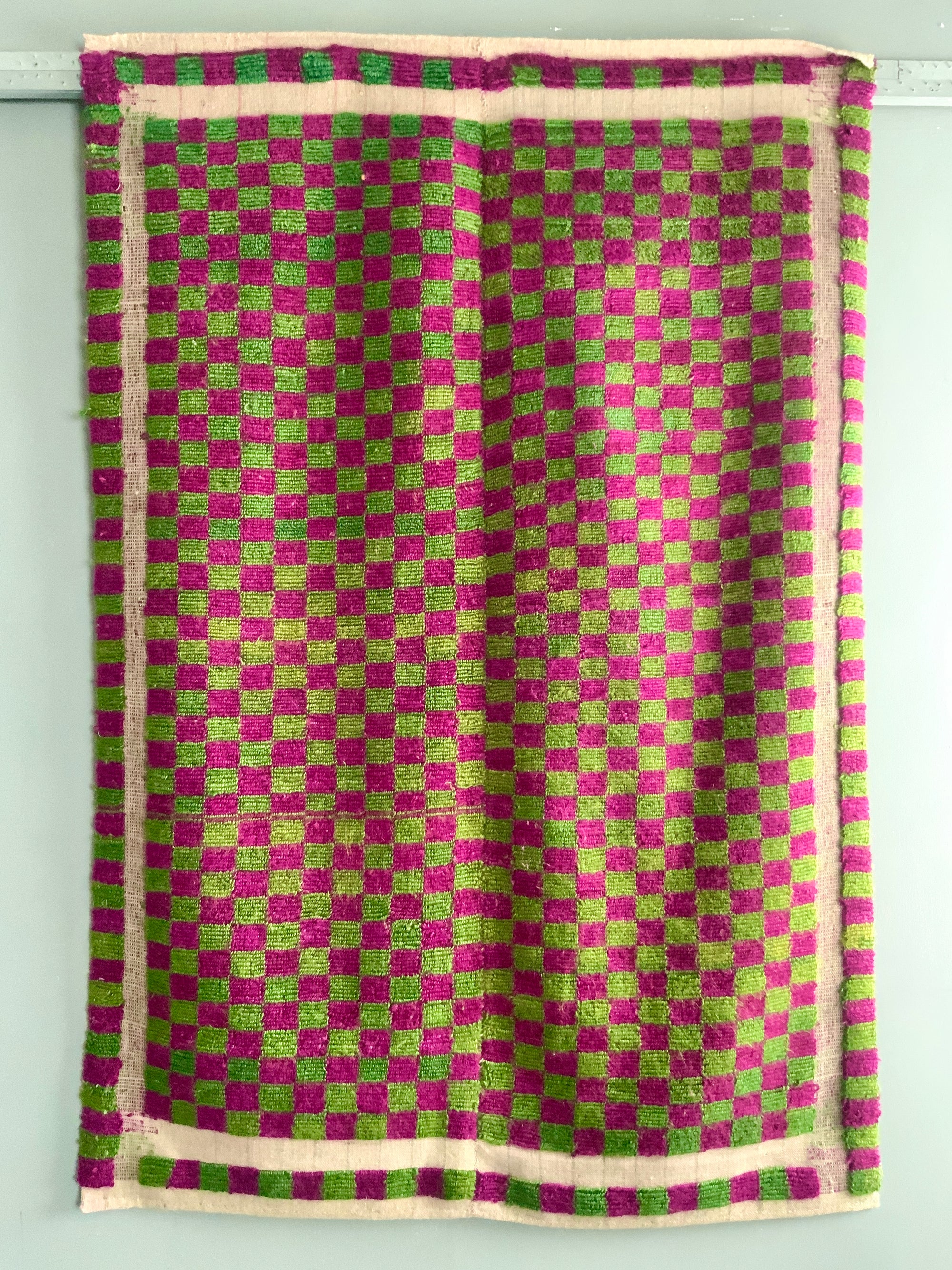 Turkish Obruk looped pile Çeki Tülü chequered rug (165 x 114cm)