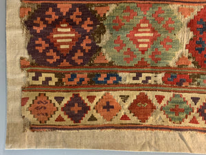 Turkish antique kilim fragment mounted (80 x 93cm)