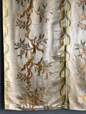 French antique Lyon satin silk brocade (206 x 126cm )