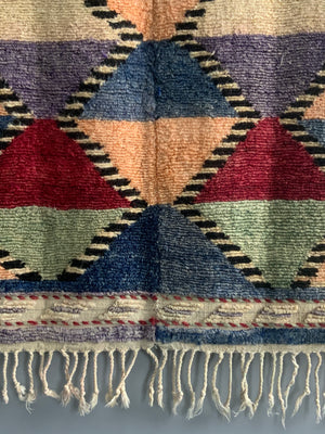 Turkish Obruk looped pile multicolour vintage Çeki Tülü rug (162 x 110cm)