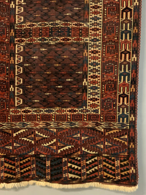 Turkmen Yomut antique doorway ensi rug (155 x 142cm)