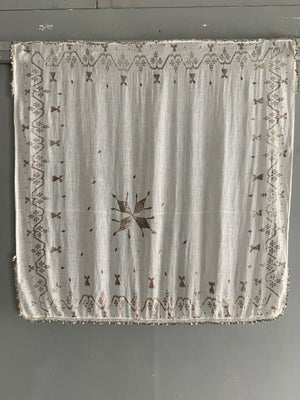 Turkish vintage cotton embroidered headcloth 79 x 79cm
