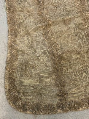 Antique Chasuble with heavy silver brocading (74 x 64)