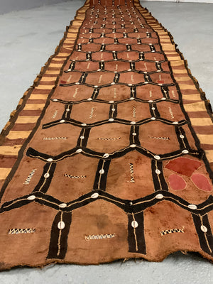 Congo Showa long rafia panel with cowries (587 x 78cm)