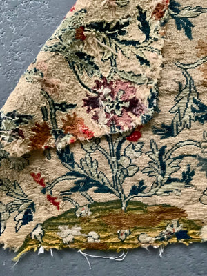 English / French antque petit point wool seat cover