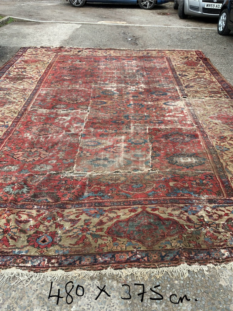 Sarouk Ferreghan large antique oversize carpet fragment *AF