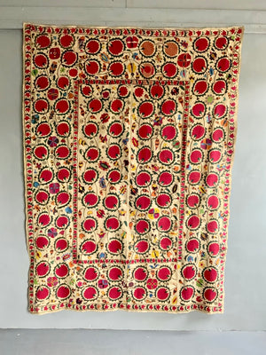 Tajikistan antique Uratubi / Khujand antique Suzani embroidery (213 x 160cm)