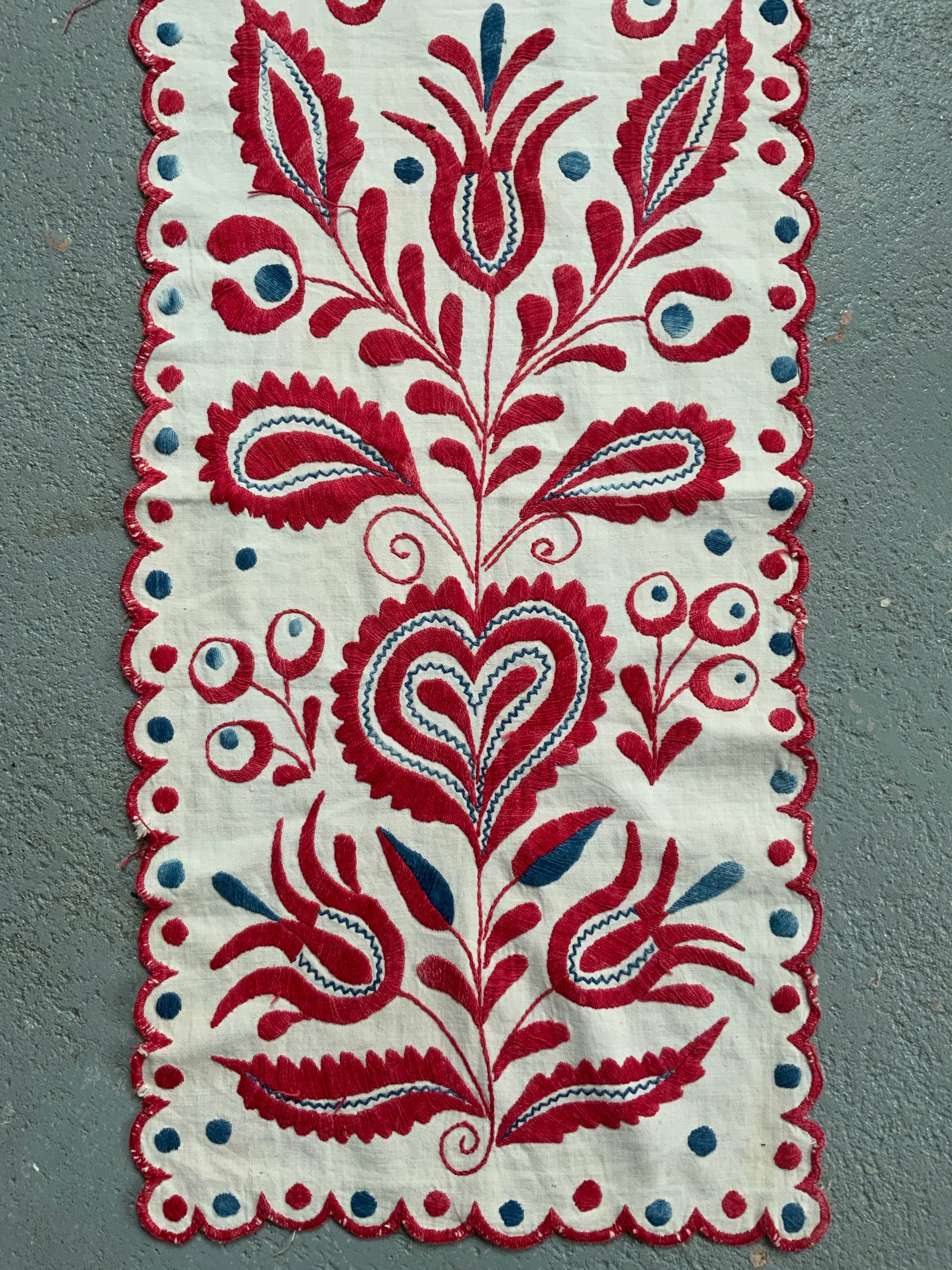 Hungarian antique embroidery counterplain (169 x 38cm)