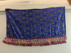 Royal blue silk Brocade with extravagant passementerie (169 x 87cm + 20cm )
