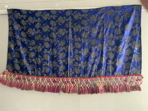 Royal blue silk Brocade with extravagant passementerie (169 x 87cm + 20cm )
