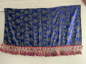 Royal blue silk Brocade with extravagant passementerie (169 x 87cm + 20cm )