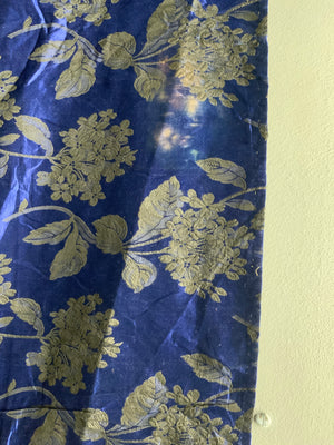 Royal blue silk Brocade with extravagant passementerie (169 x 87cm + 20cm )