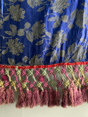 Royal blue silk Brocade with extravagant passementerie (169 x 87cm + 20cm )