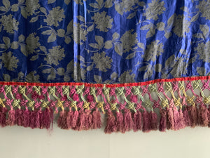 Royal blue silk Brocade with extravagant passementerie (169 x 87cm + 20cm )