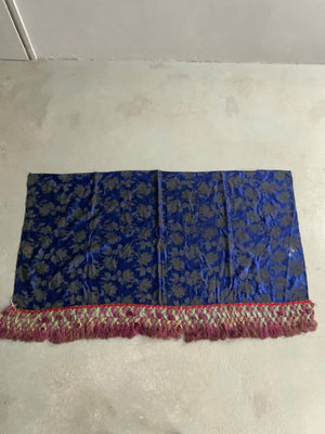 Royal blue silk Brocade with extravagant passementerie (169 x 87cm + 20cm )