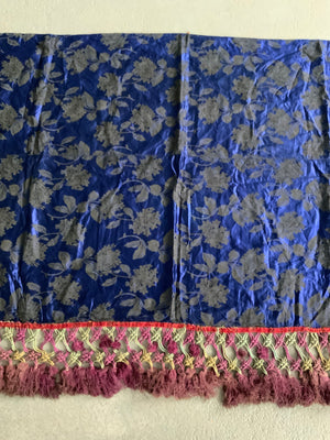 Royal blue silk Brocade with extravagant passementerie (169 x 87cm + 20cm )