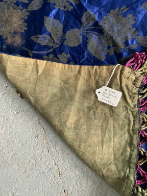 Royal blue silk Brocade with extravagant passementerie (169 x 87cm + 20cm )