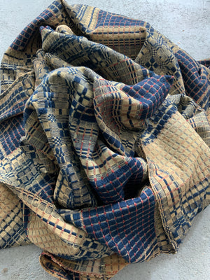 American antique Pennsylvanian wool double-cloth blanket (232 x 193cm)